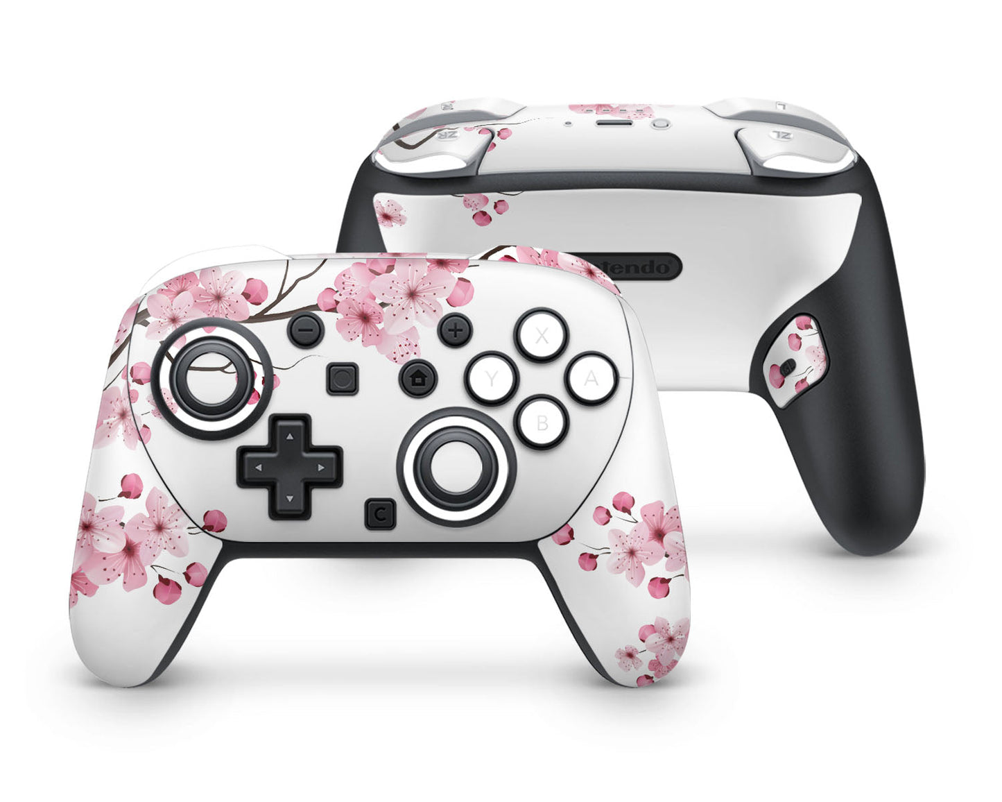 Lux Skins Nintendo Switch 2 Pro Controller White Cherry BlossomSkins - Art Floral Skin