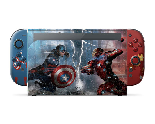 Lux Skins Nintendo Switch 2 Captain America vs Iron Man Full Set Skins - Pop culture Comics Skin