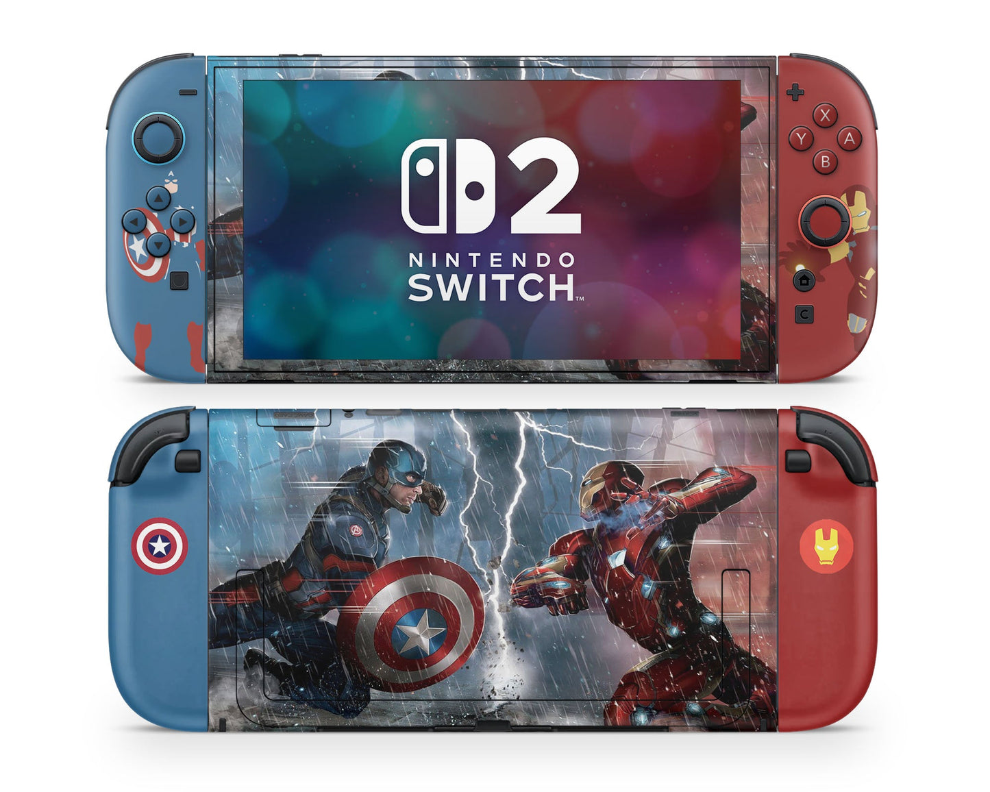 Lux Skins Nintendo Switch 2 Captain America vs Iron Man Joycons Only Skins - Pop culture Comics Skin