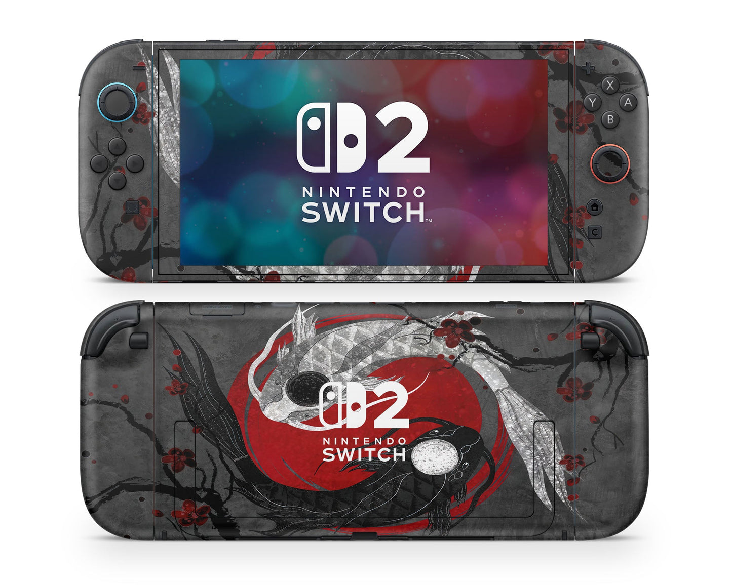 Lux Skins Nintendo Switch 2 Yin Yang Rose Koi Nintendo logo Skins - Art Artwork Skin