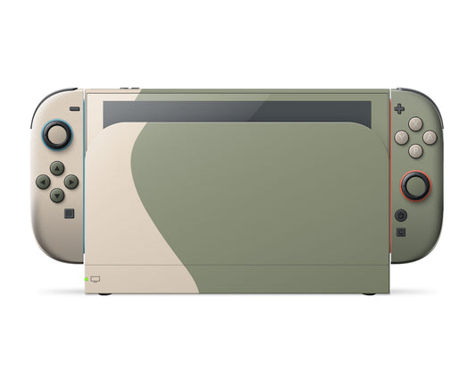 Lux Skins Nintendo Switch 2 Two Tone Wild Sage Green Cream Classic no logo Skins - Solid Colours Colour Blocking Skin