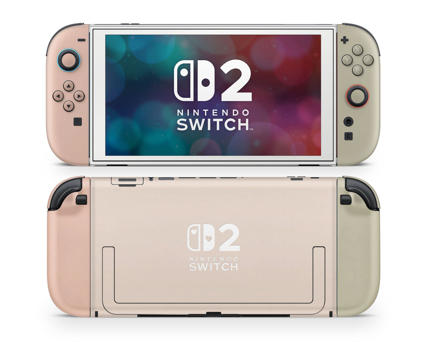 Lux Skins Nintendo Switch 2 Soft Parisian Garden Hearts logo Skins - Solid Colours Colour Blocking Skin