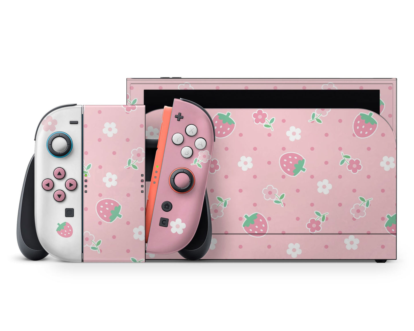 Lux Skins Nintendo Switch 2 Kawaii Strawberry Daisy Classic no logo Skins - Art Floral Skin