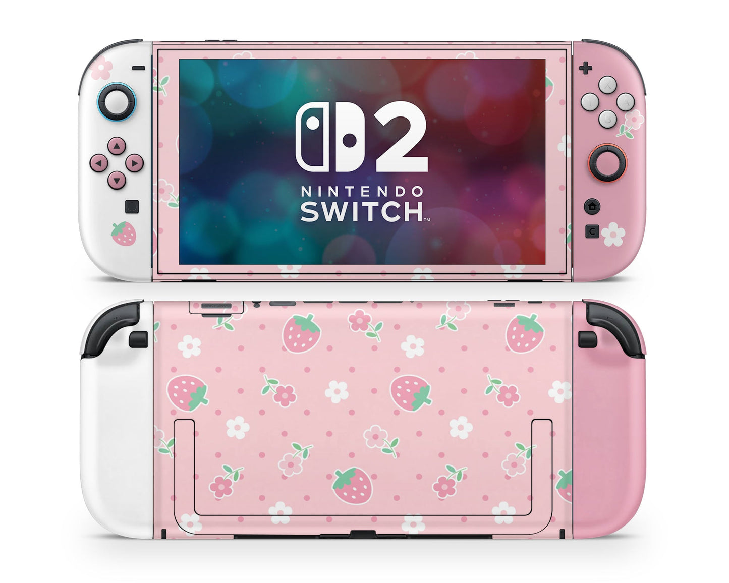 Lux Skins Nintendo Switch 2 Kawaii Strawberry Daisy Classic no logo Skins - Art Floral Skin