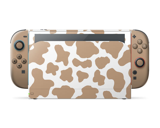 Lux Skins Nintendo Switch 2 Coffee Latte Cow Print Classic no logo Skins - Art Animals Skin