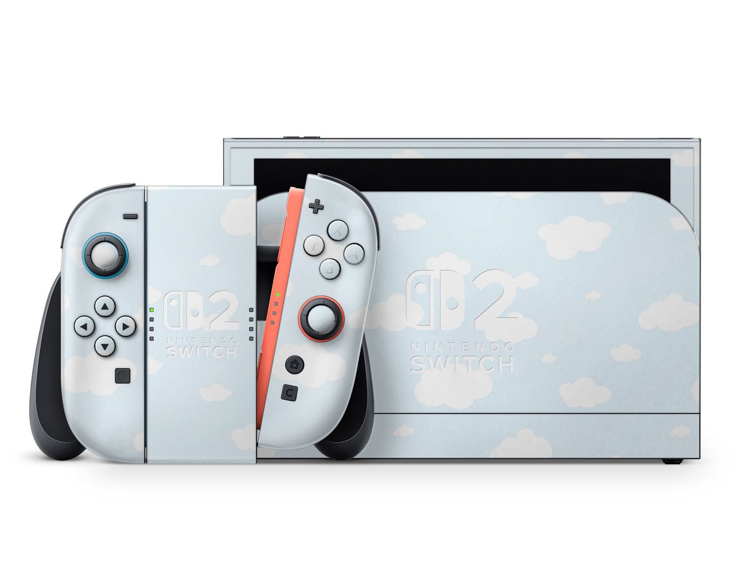 Lux Skins Nintendo Switch 2 Cute Blue Clouds Nintendo logo Skins - Art Clouds Skin