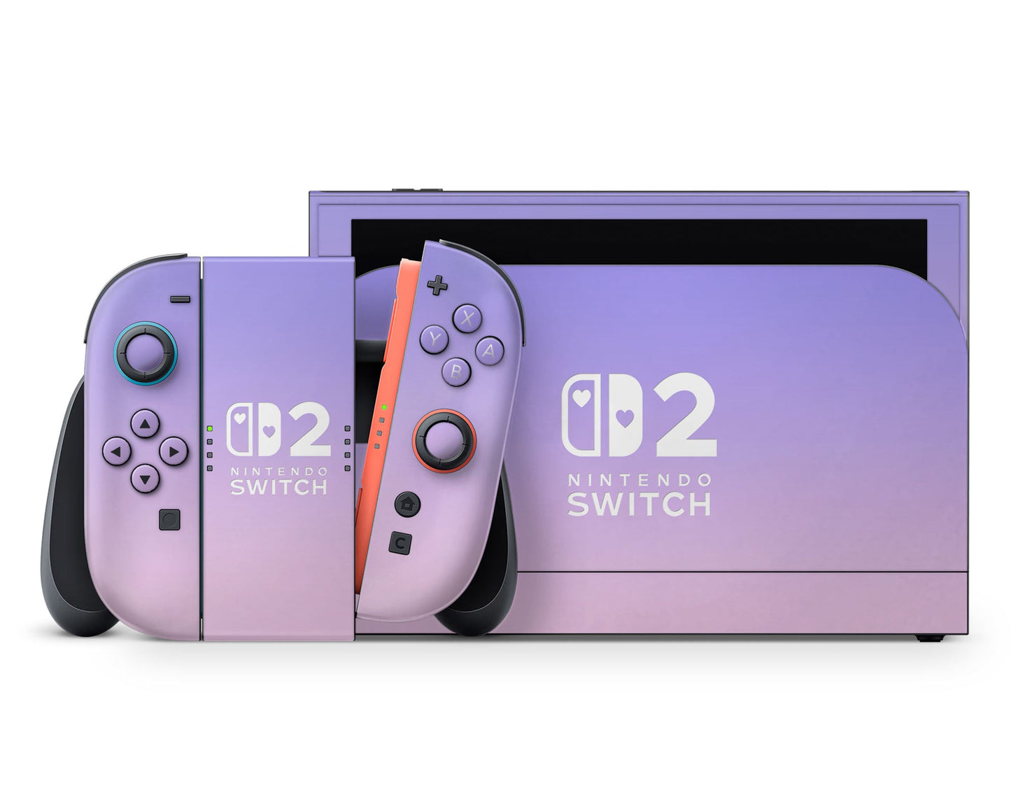 Lux Skins Nintendo Switch 2 Pastel Purple Pink Gradient Hearts logo Skins - Solid Colours Gradient Skin