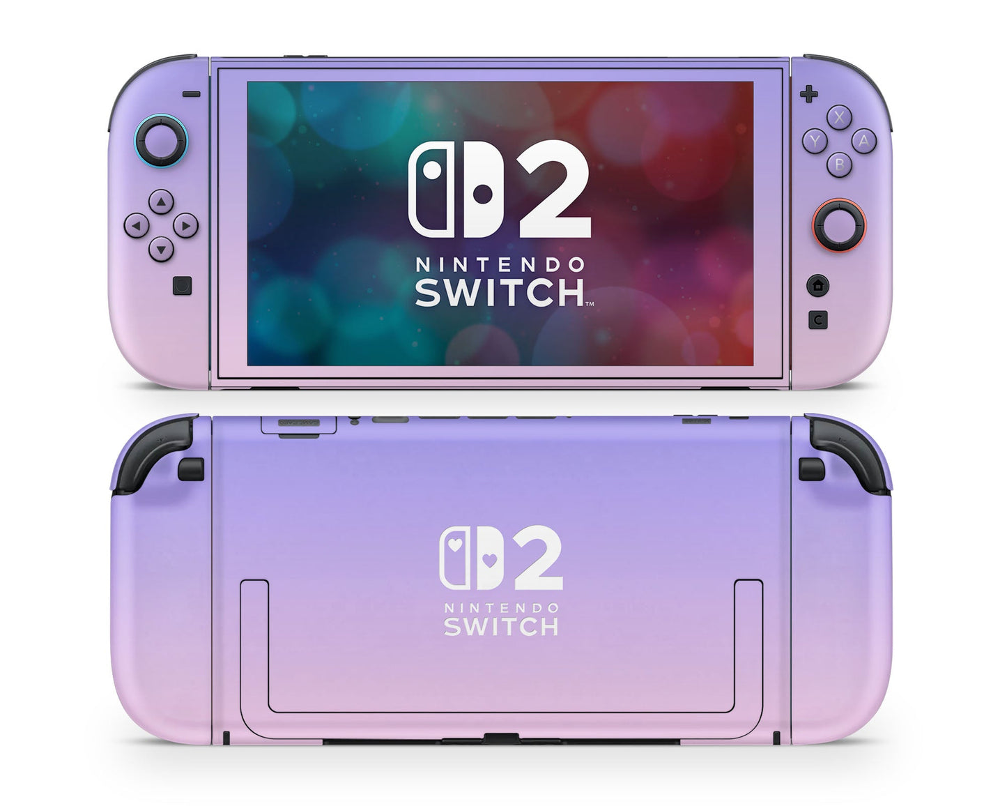 Lux Skins Nintendo Switch 2 Pastel Purple Pink Gradient Hearts logo Skins - Solid Colours Gradient Skin