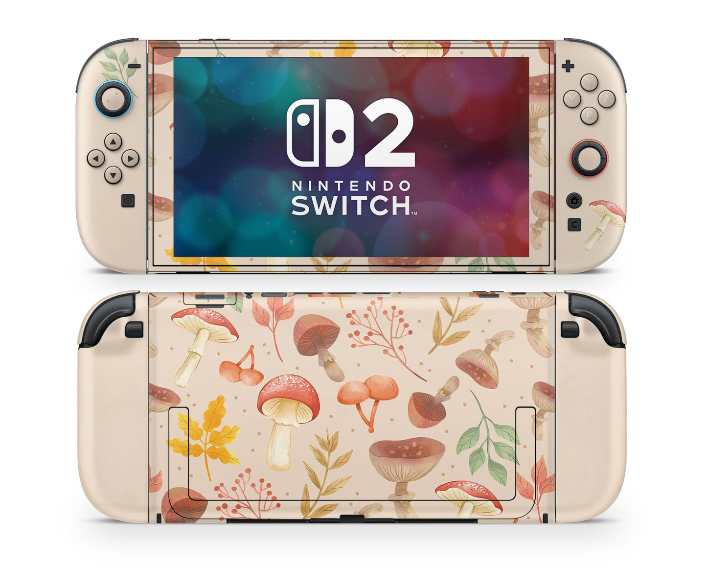 Lux Skins Nintendo Switch 2 Beige Mushroom Forest Classic no logo Skins - Art Floral Skin