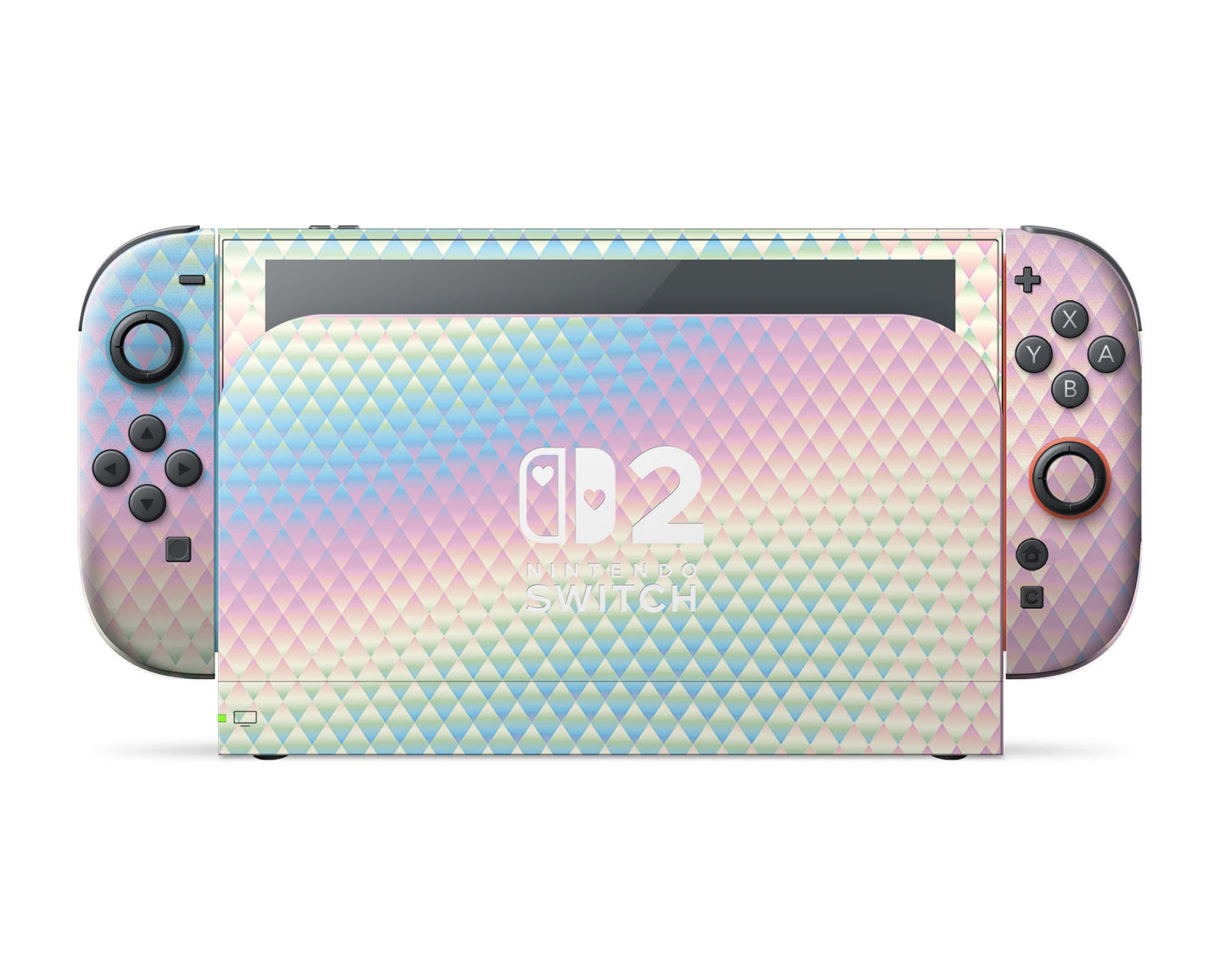 Lux Skins Nintendo Switch 2 Holographic Diamond Hearts logo Skins - Pattern Skin