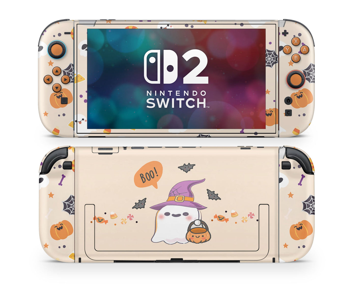 Lux Skins Nintendo Switch 2 Cute Halloween Ghost Joycons Only Skins - Art Animals Skin