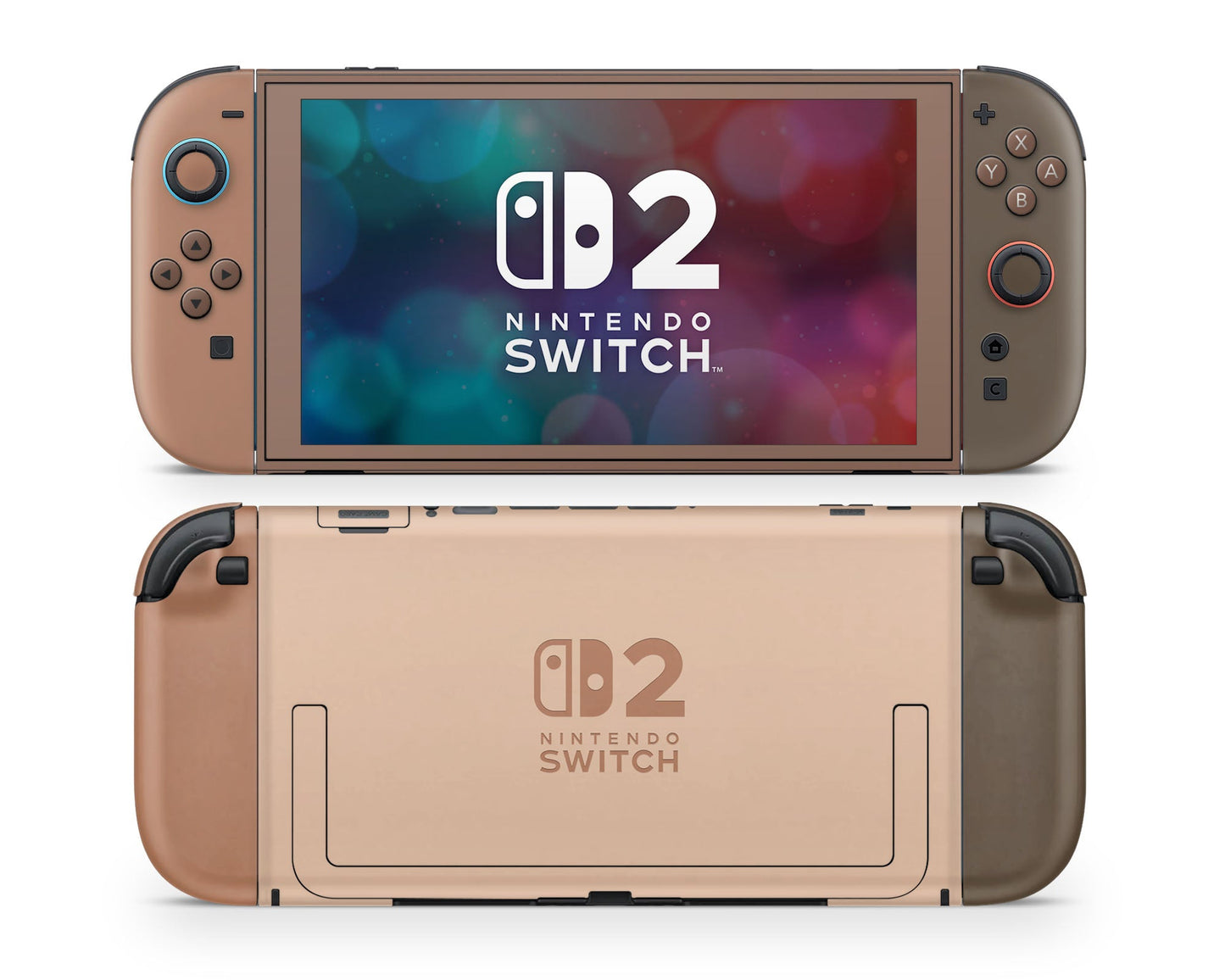 Lux Skins Nintendo Switch 2 Caramel Mocha Nintendo logo Skins - Solid Colours Colour Blocking Skin