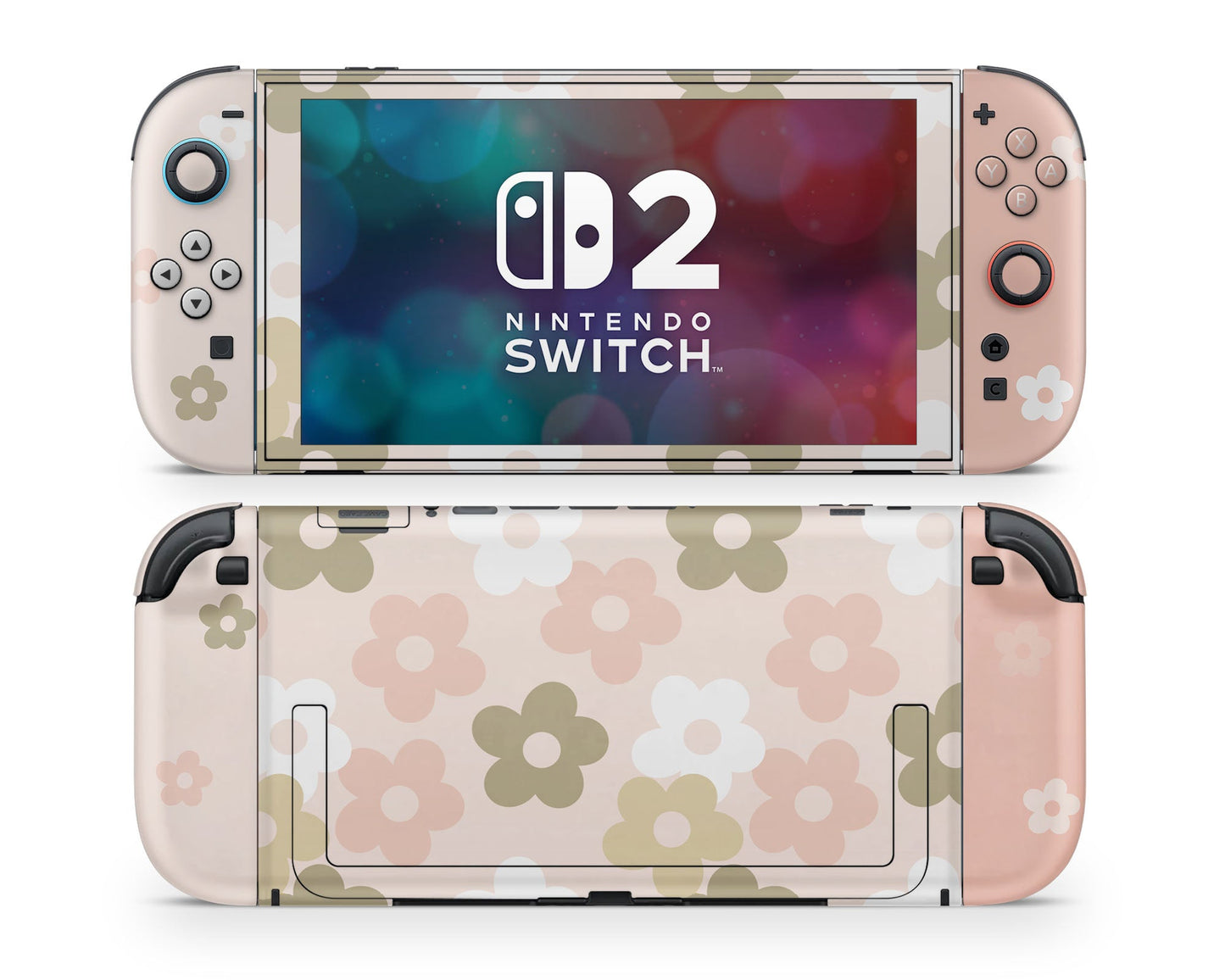 Lux Skins Nintendo Switch 2 Retro Parisian Pink Floral Classic no logo Skins - Art FLoral Skin