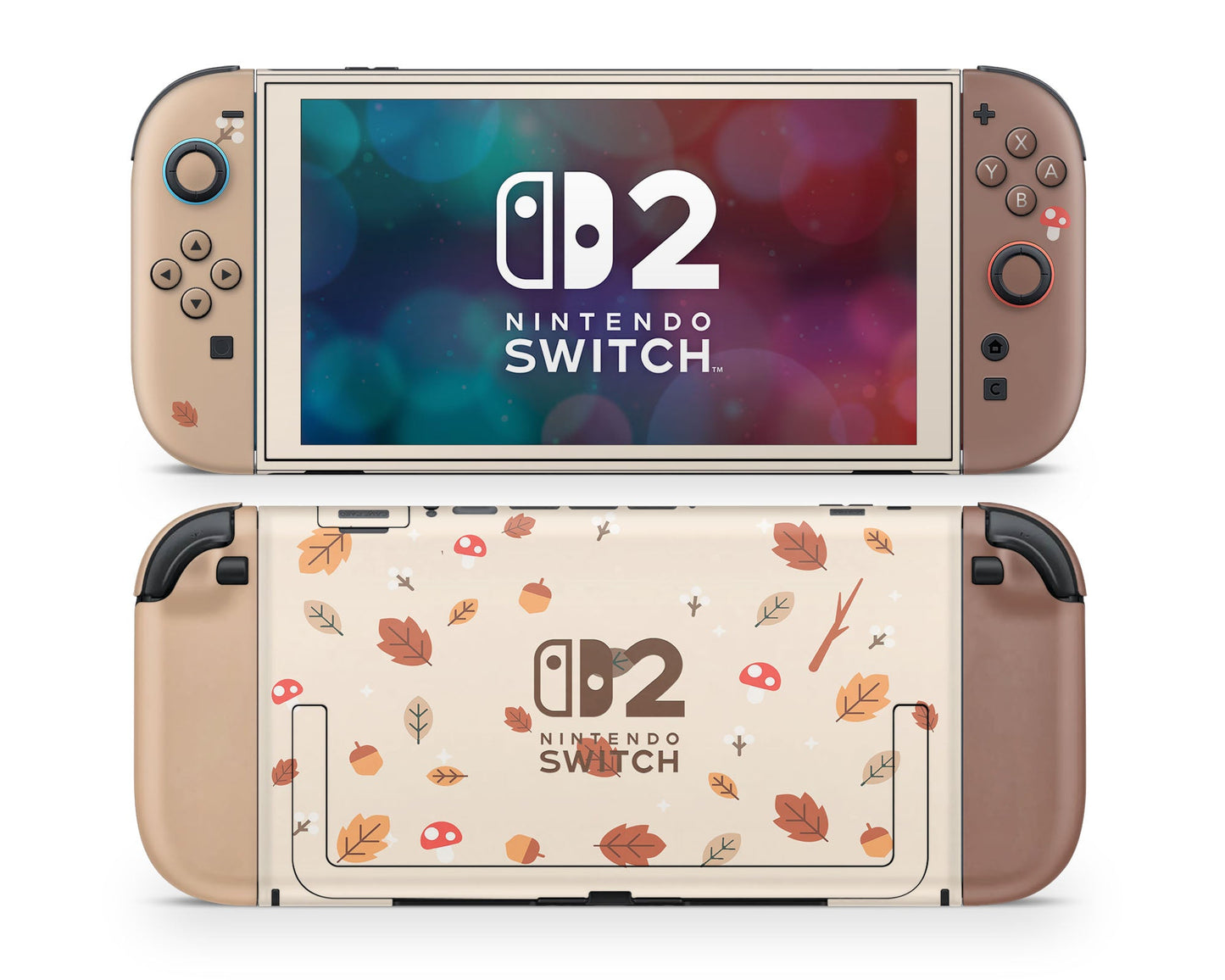 Lux Skins Nintendo Switch 2 Cute Mushroom Leaves Nintendo logo Skins - Art Floral Skin