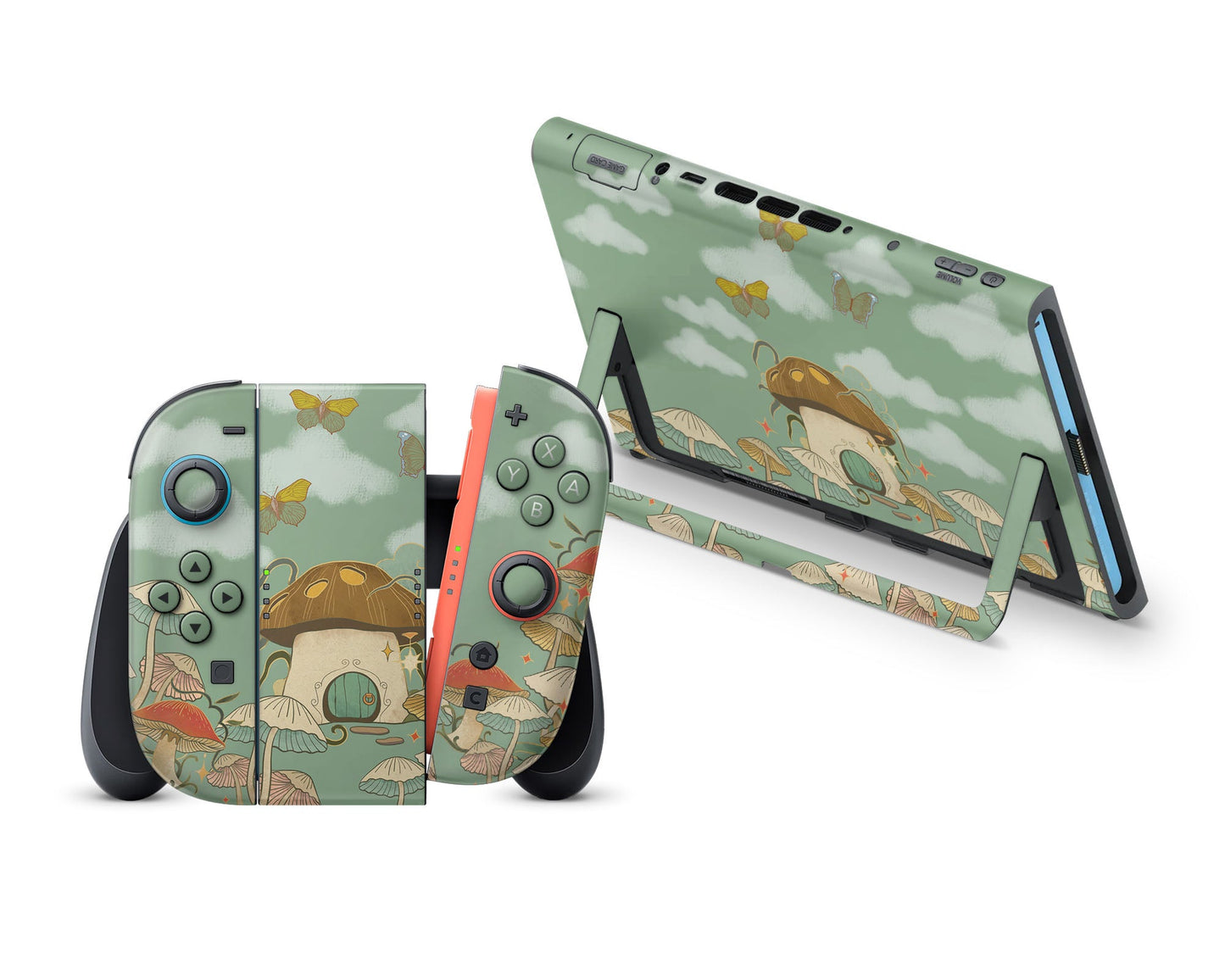 Sage Cottagecore Mushroom House Nintendo Switch 2 Skin