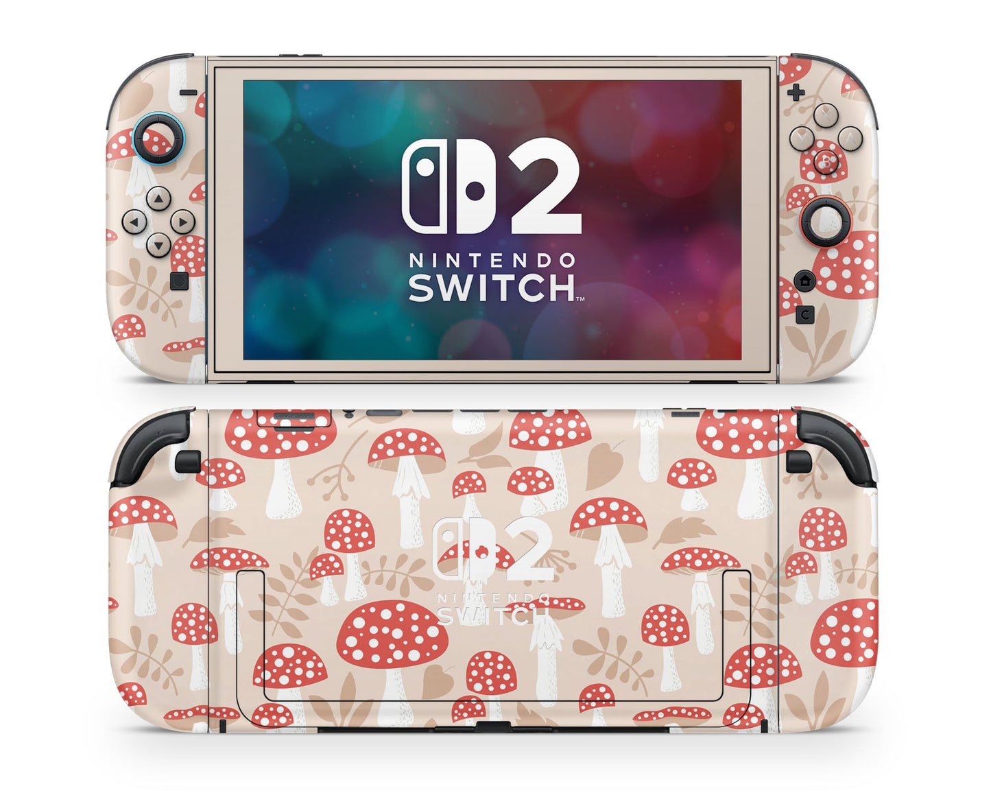 Lux Skins Nintendo Switch 2 Beige Mushroom Farm Nintendo logo Skins - Art Artwork Skin