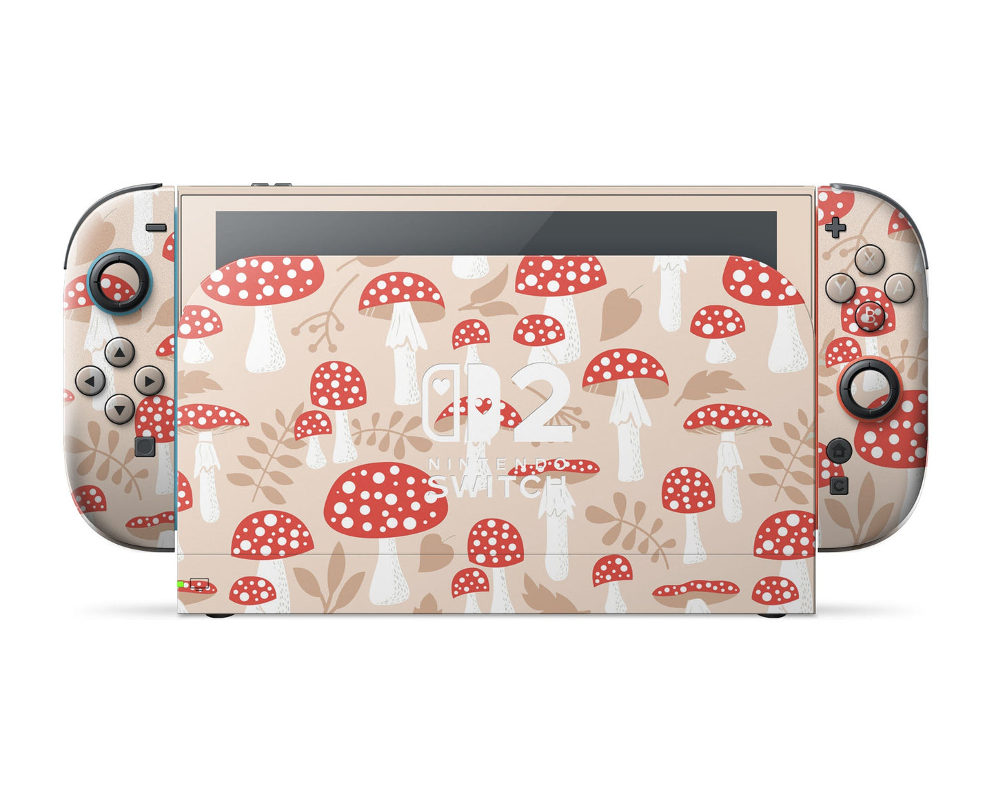 Lux Skins Nintendo Switch 2 Beige Mushroom Farm Hearts logo Skins - Art Artwork Skin