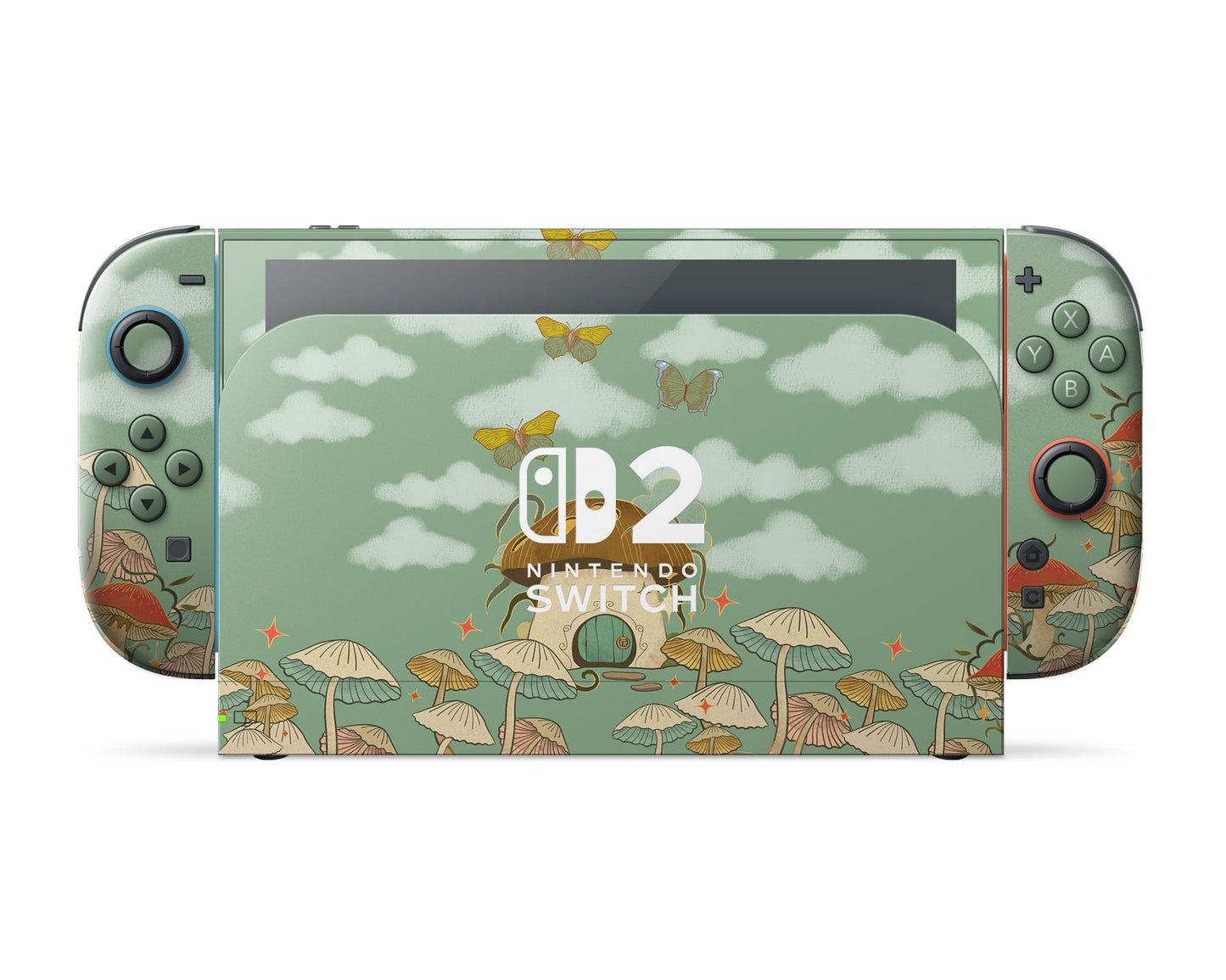 Lux Skins Nintendo Switch 2 Sage Cottagecore Mushroom House Nintendo logo Skins - Art Animals Skin