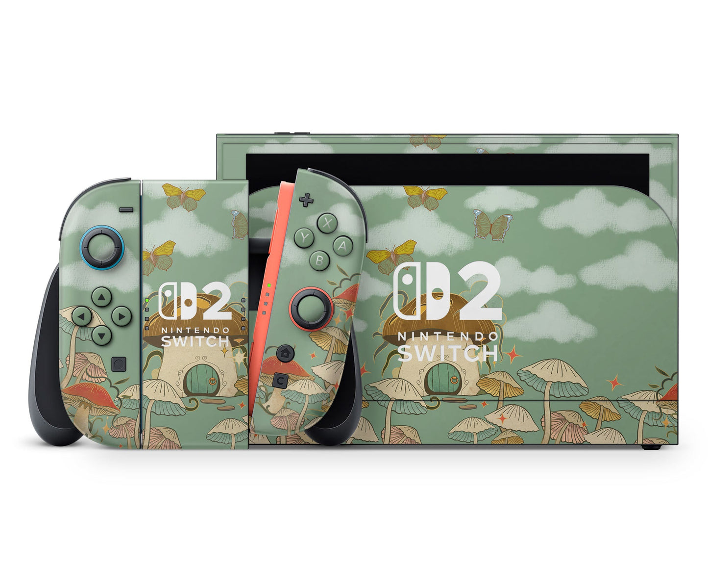 Lux Skins Nintendo Switch 2 Sage Cottagecore Mushroom House Nintendo logo Skins - Art Animals Skin