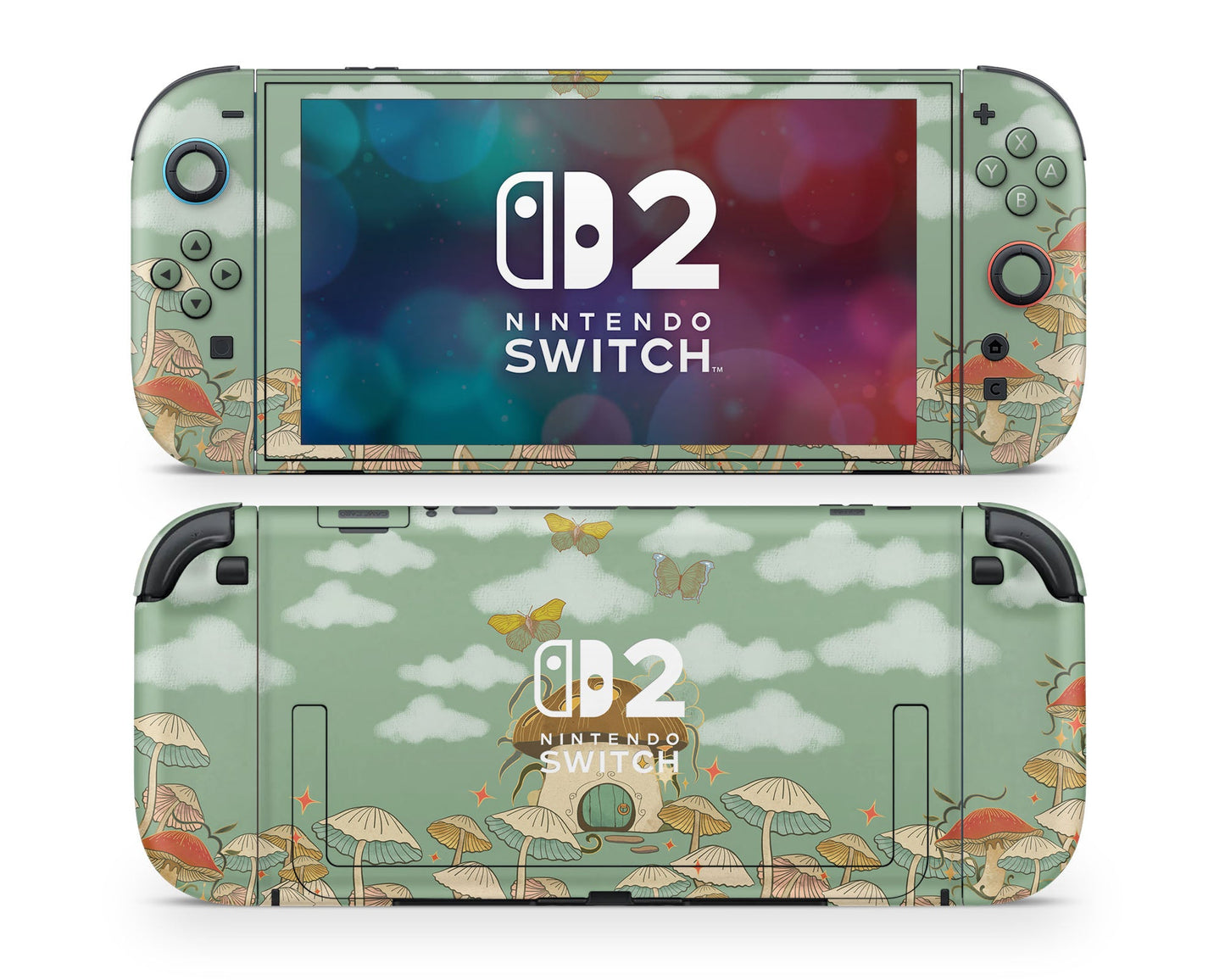 Lux Skins Nintendo Switch 2 Sage Cottagecore Mushroom House Nintendo logo Skins - Art Animals Skin