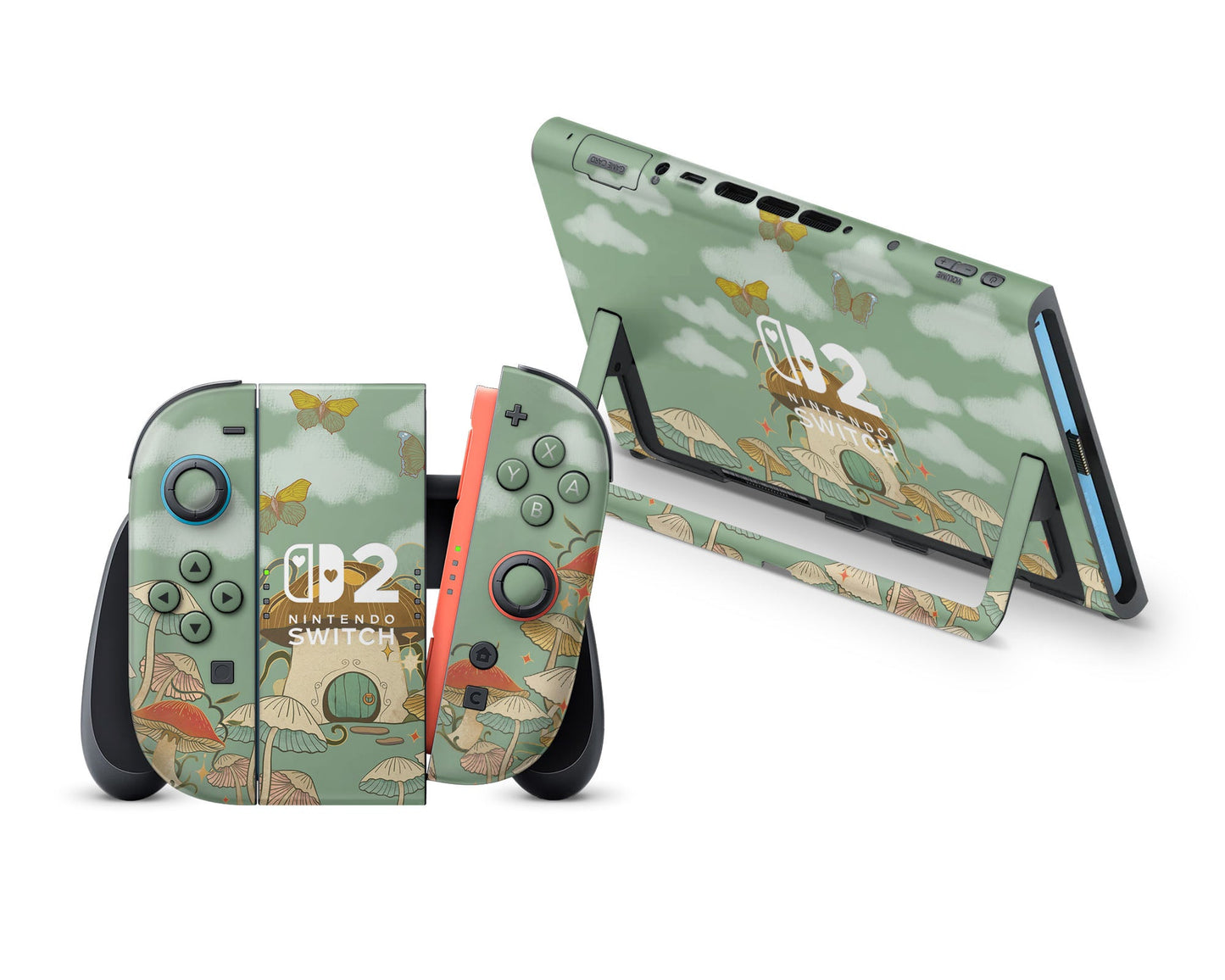 Sage Cottagecore Mushroom House Nintendo Switch 2 Skin