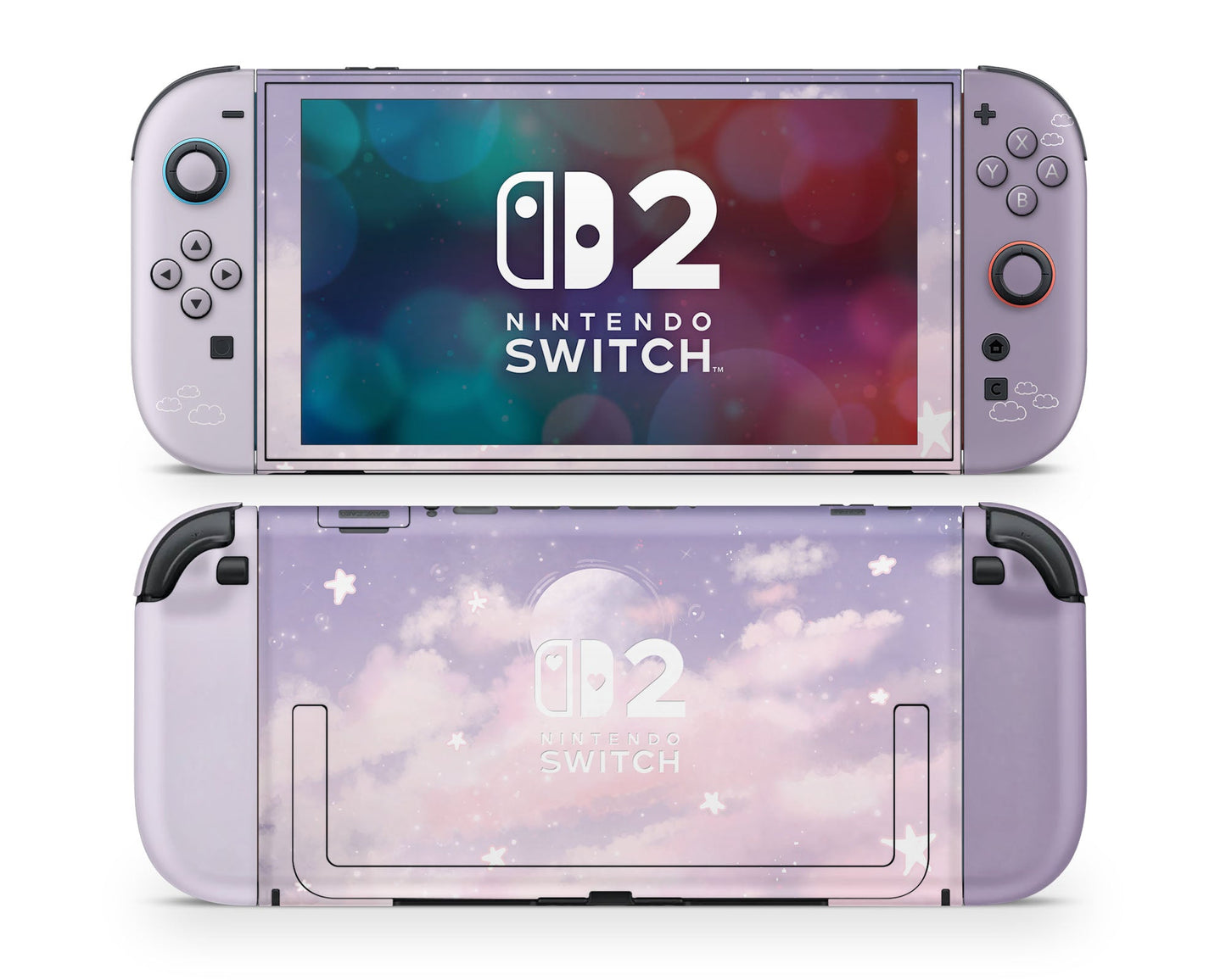 Lux Skins Nintendo Switch 2 Purple Clouds Hearts logo Skins - Art Clouds Skin