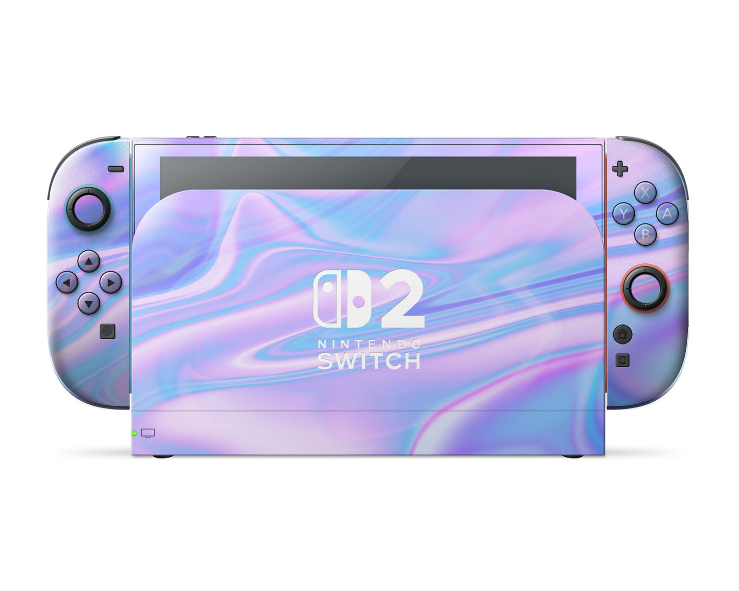 Lux Skins Nintendo Switch 2 Purple Holographic Opal Iridescent Nintendo logo Skins - Solid Colours Gradient Skin