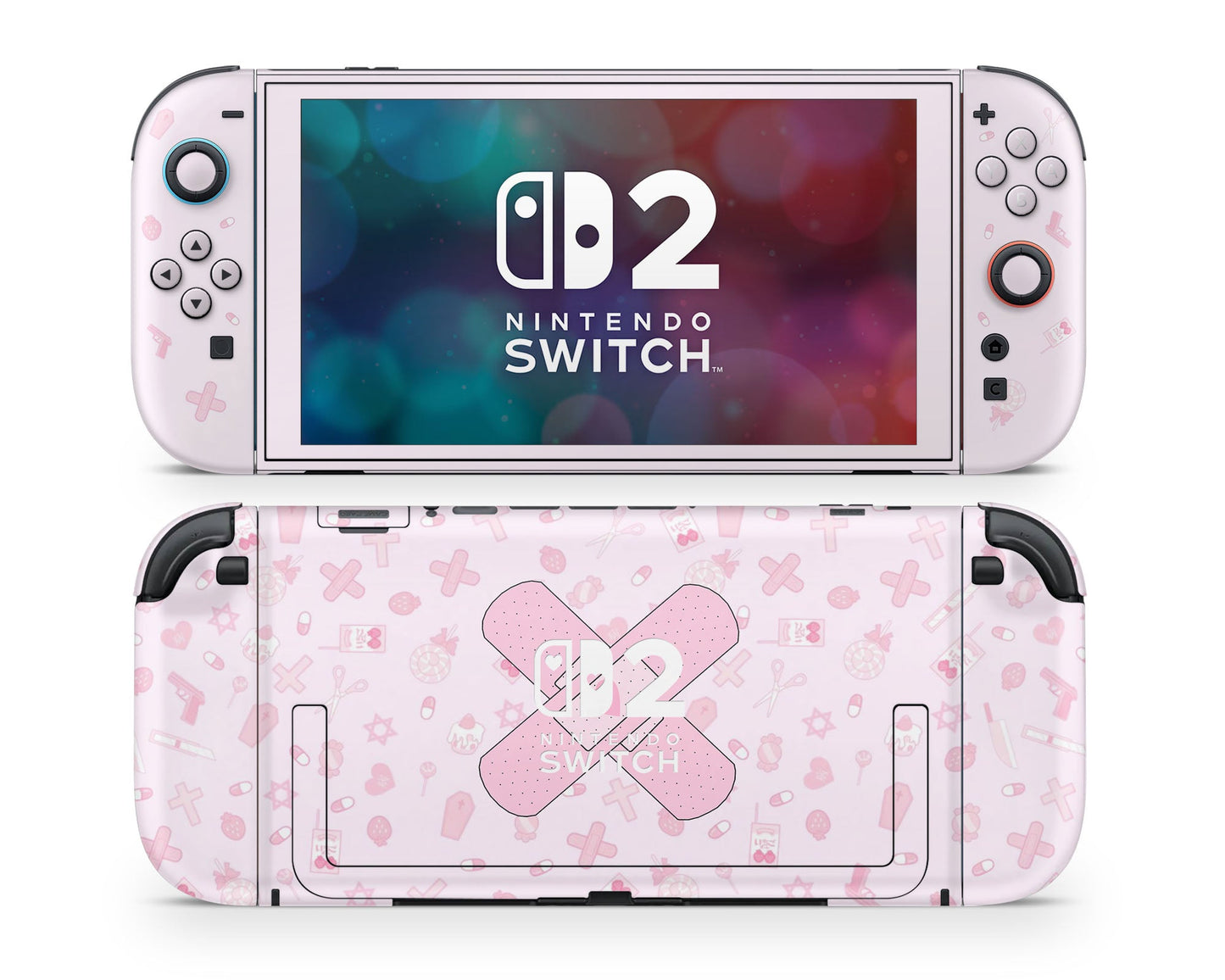 Lux Skins Nintendo Switch 2 I Love Pink Hearts logo Skins - Art Artwork Skin