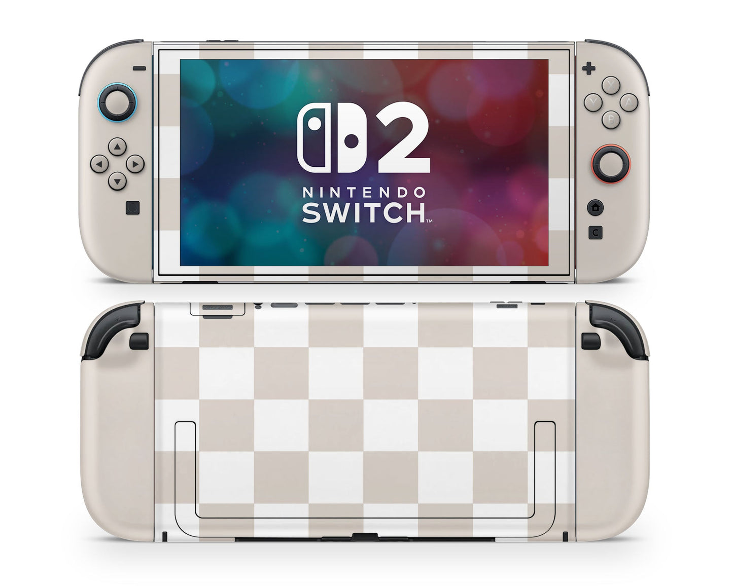 Lux Skins Nintendo Switch 2 Checkered Beige Classic no logo Skins - Pattern Skin