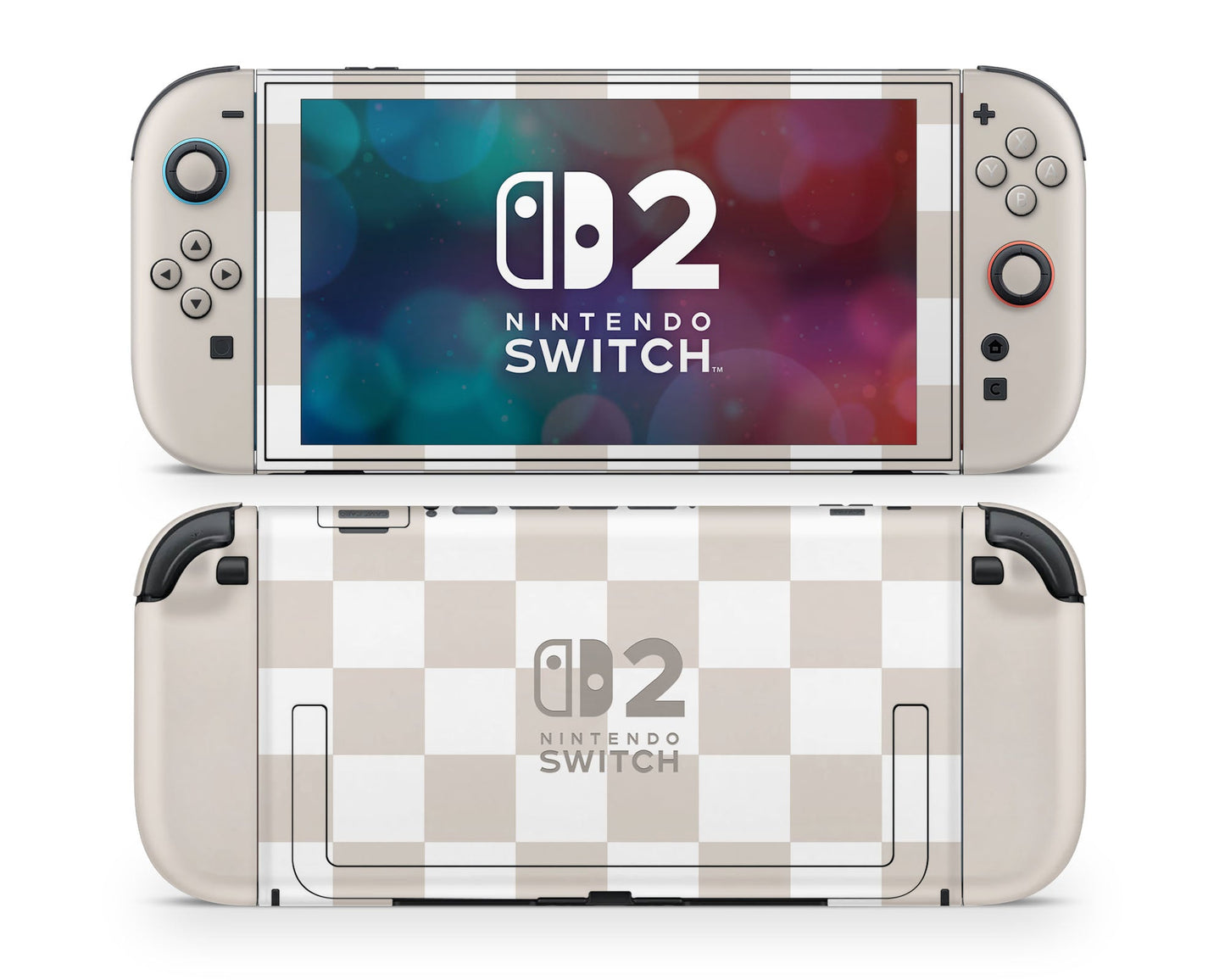 Lux Skins Nintendo Switch 2 Checkered Beige Nintendo logo Skins - Pattern Skin