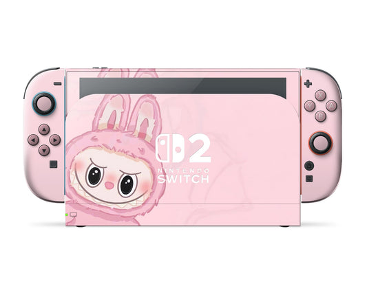 Lux Skins Nintendo Switch 2 Cute Pink Labubu Full Set Skins - Pop culture Pattern Skin