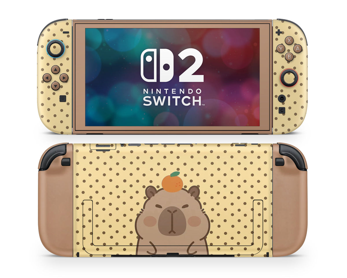 Cute Capybara Orange Nintendo Switch 2 Skin