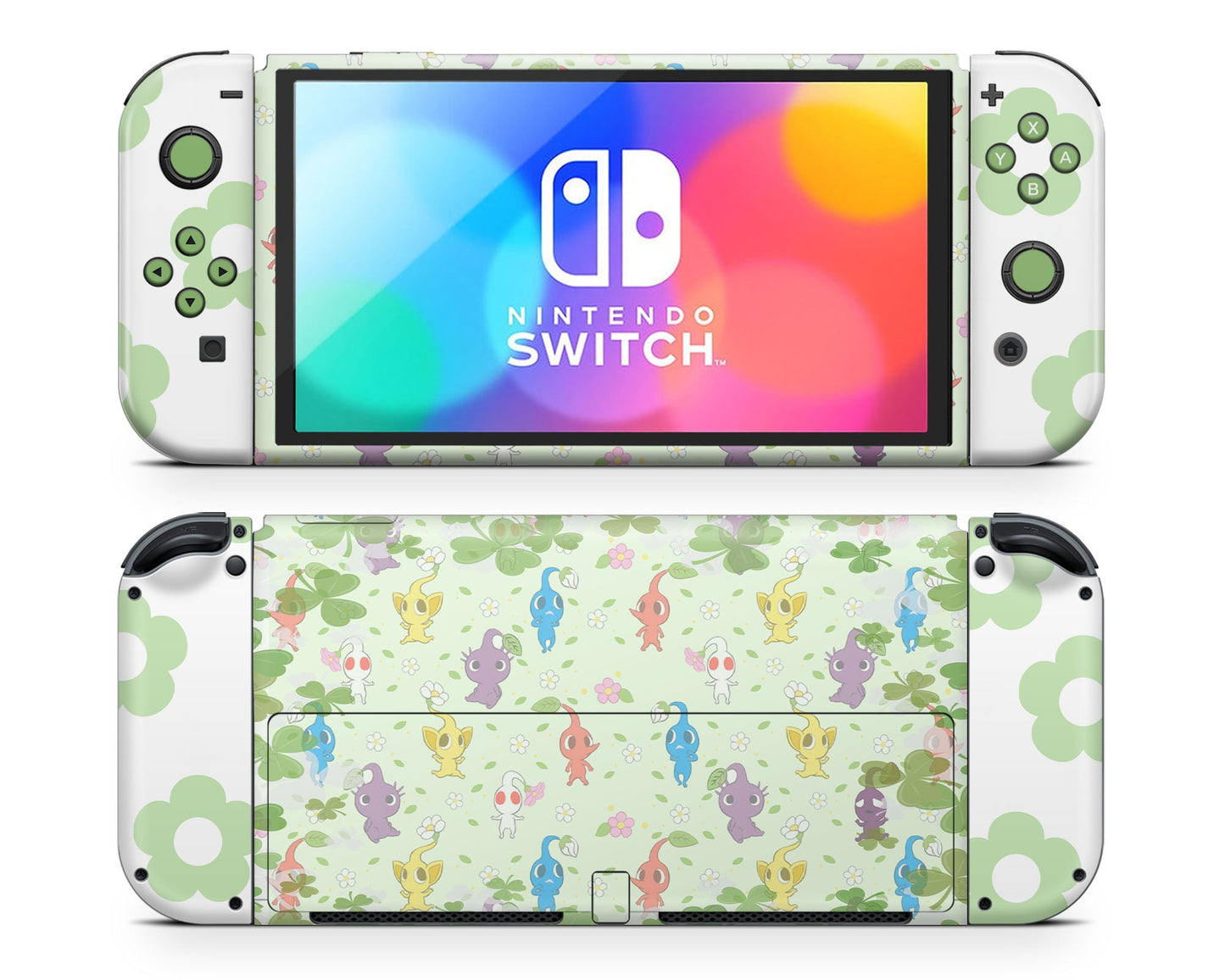 Lux Skins Nintendo Switch OLED Pikmin Green Full Set Skins - Pop culture Skin