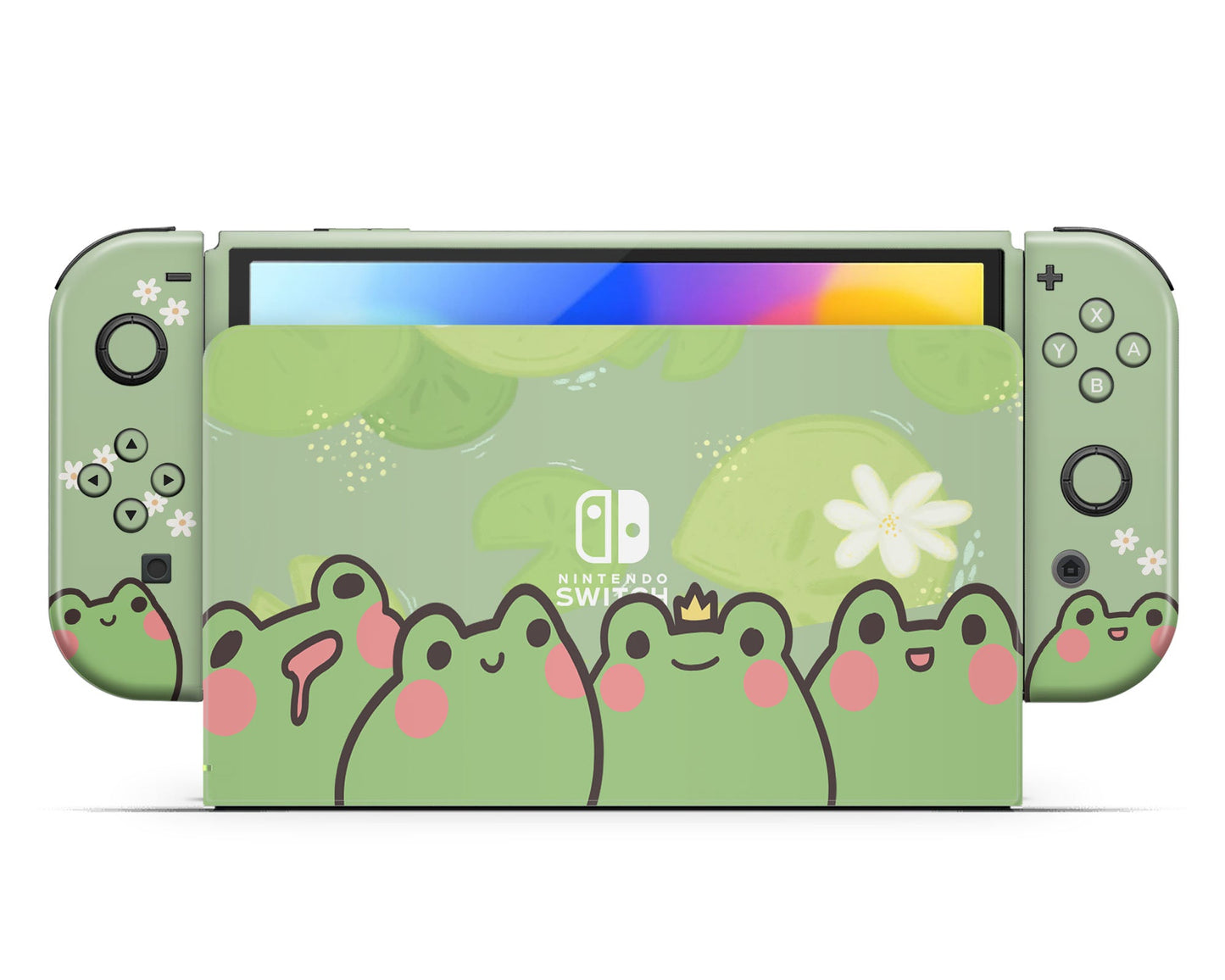 Lux Skins Nintendo Switch OLED Froggy Matcha Full Set +Tempered Glass Skins - Animal Skin