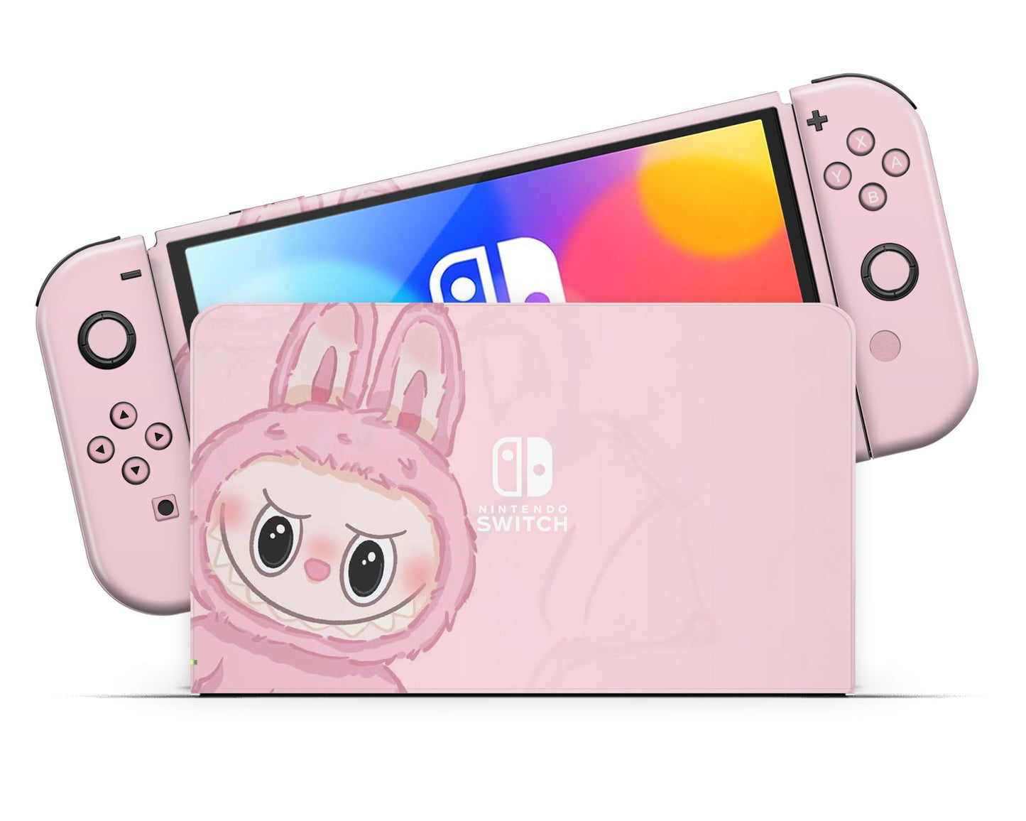 Cute Pink Labubu Nintendo Switch OLED Skin