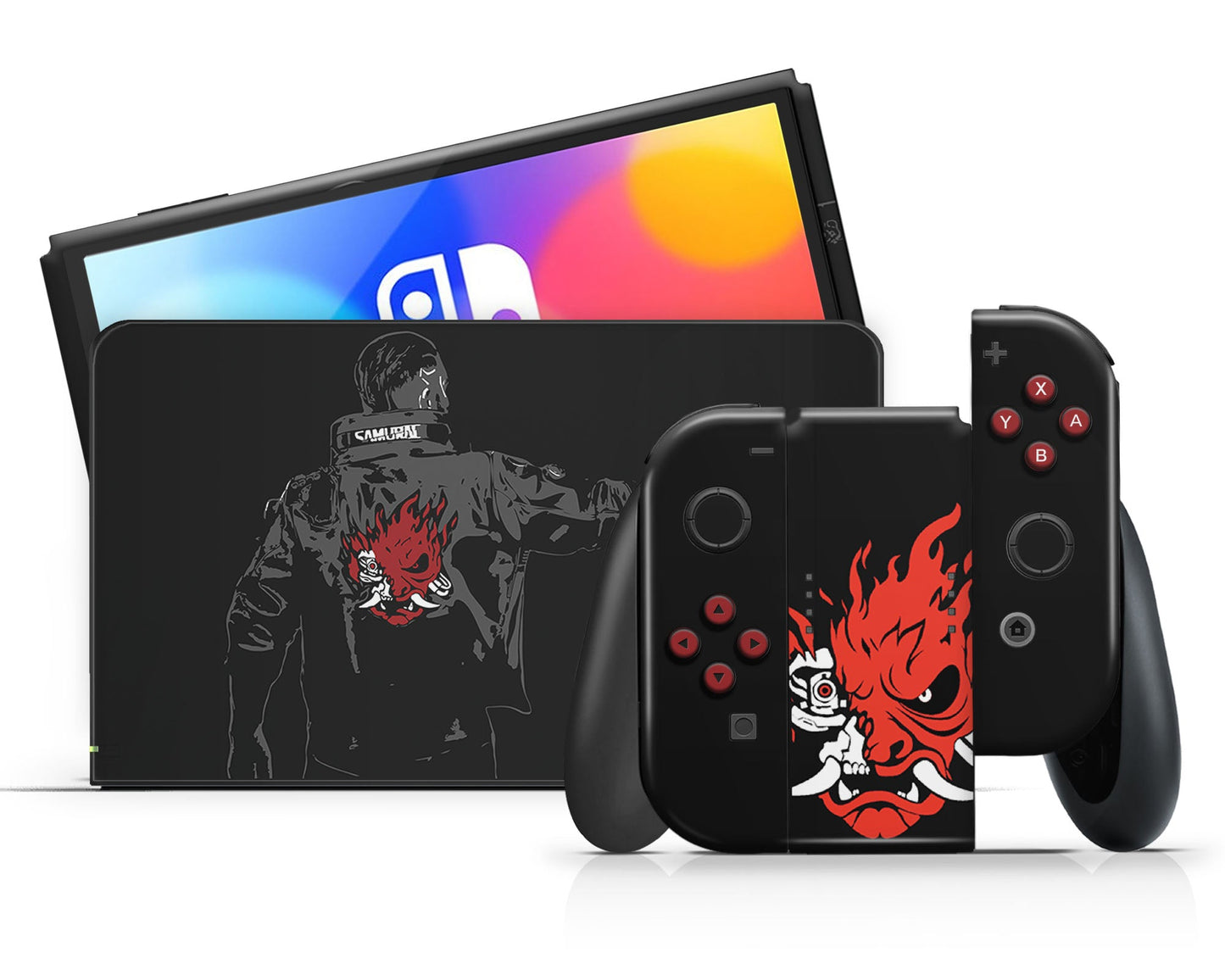 Lux Skins Nintendo Switch OLED Cyberpunk 2077 Samurai Jacket Full Set Skins - Pop culture Cyberpunk Skin
