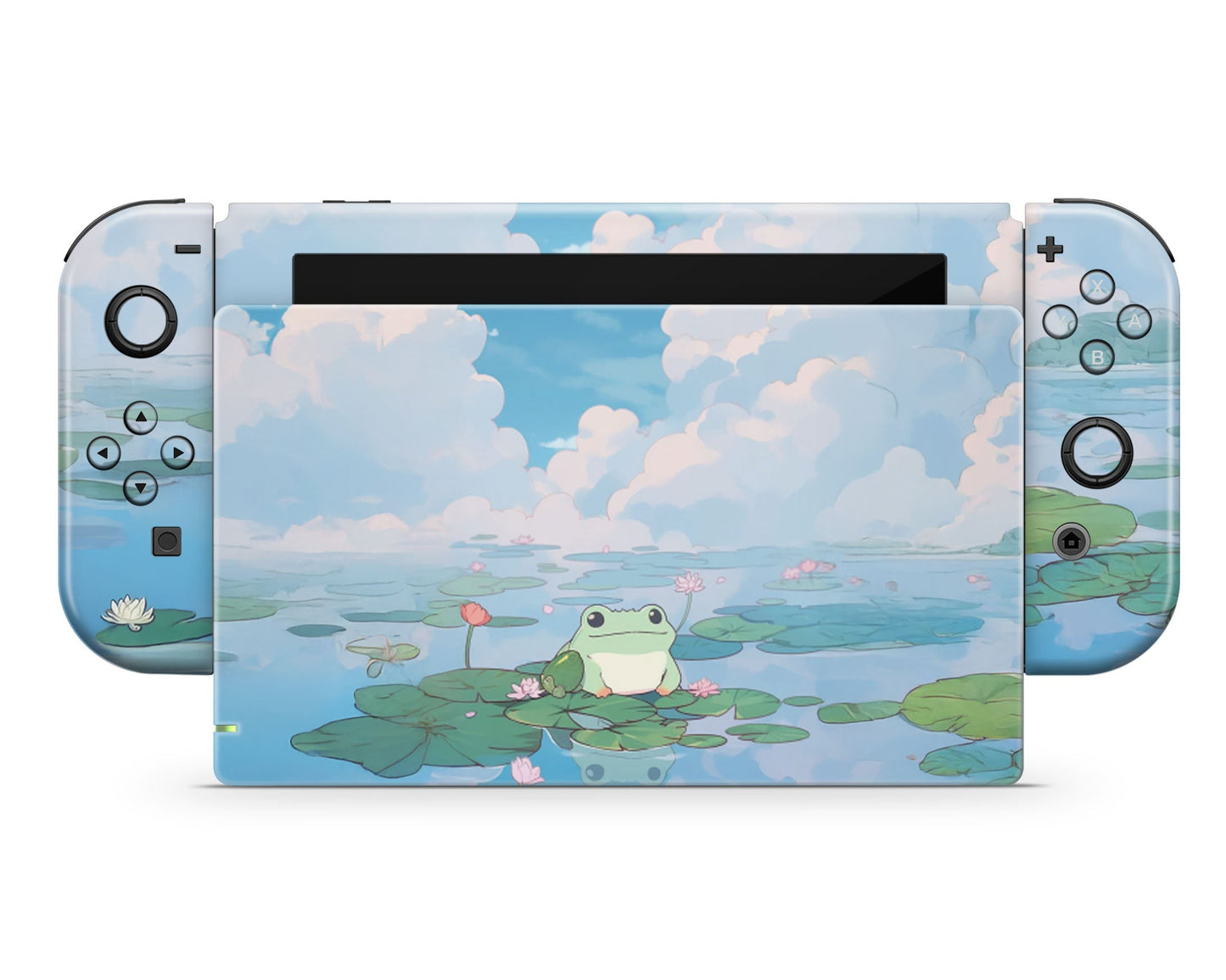Lux Skins Nintendo Switch Cute Lily Pad Frog Full Set +Tempered Glass Skins - Animal Skin