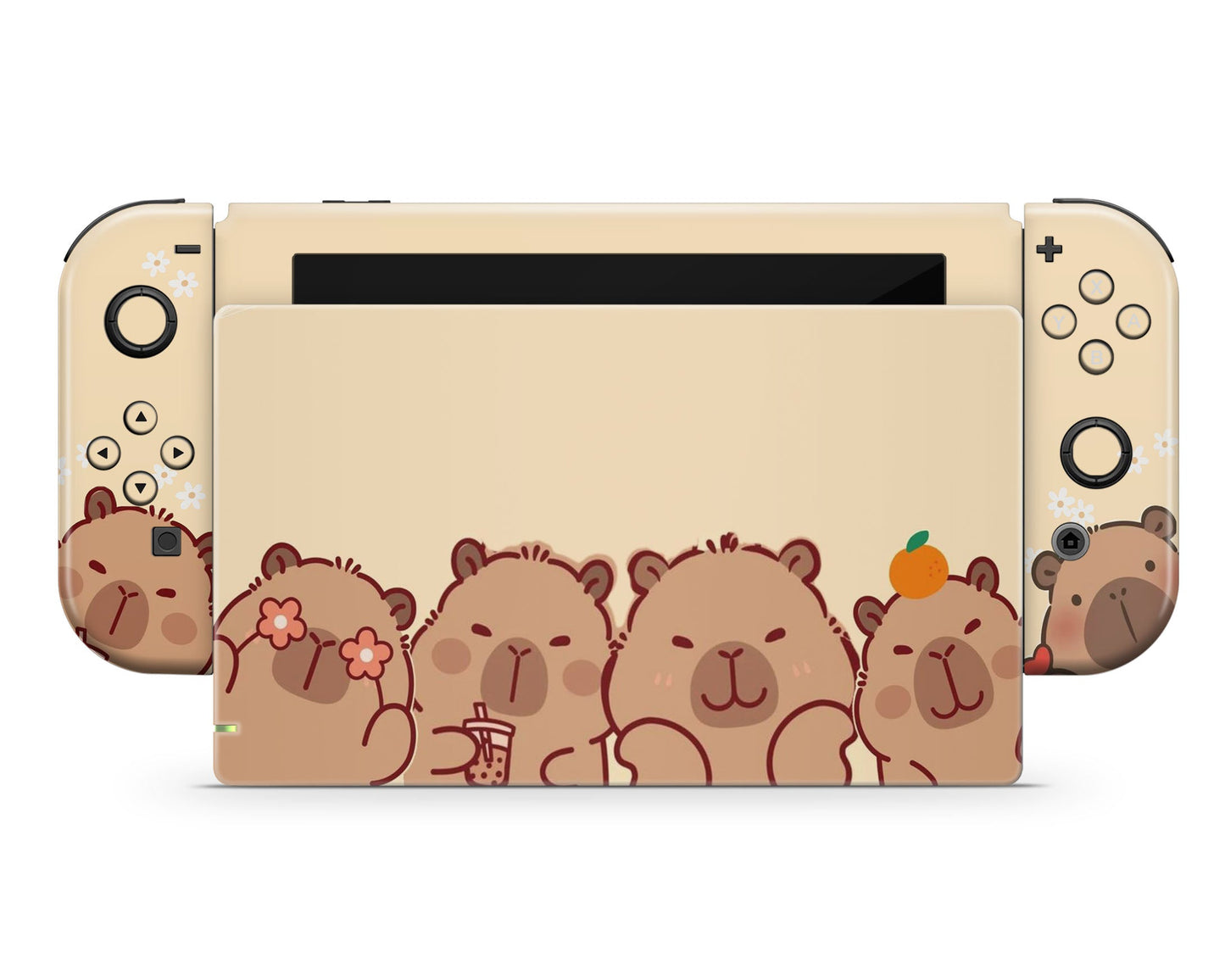 Lux Skins Nintendo Switch Cute Capybara Full Set +Tempered Glass Skins - Animal Skin