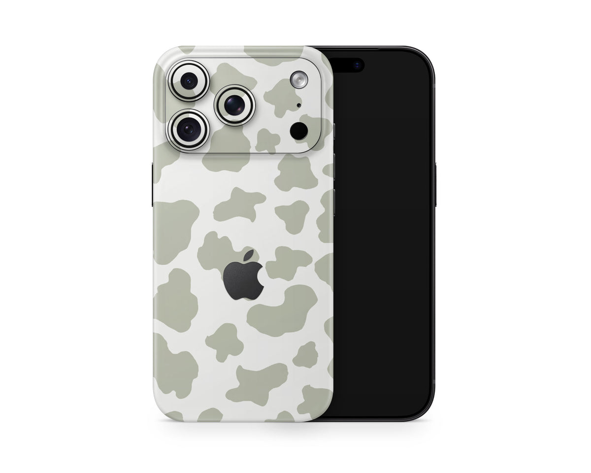Lux Skins iPhone Sage Cow Print iPhone 18 Pro Skins - Art Animals 18 Pro & Pro Max Skin