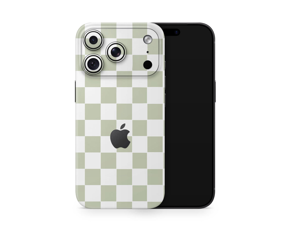 Lux Skins iPhone Matcha Checkered iPhone 18 Pro Skins - Pattern Artwork 18 Pro & Pro Max Skin