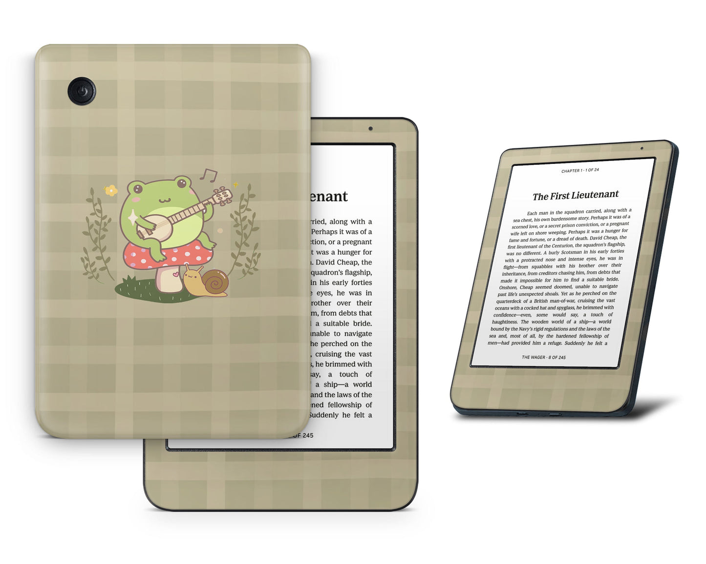 Lux Skins Kobo Green Frog Mushroom Cottagecore Kobo Clara BW Skins - Art Animals Skin