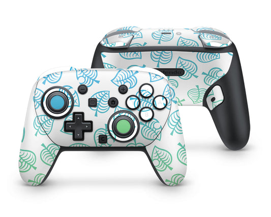 Lux Skins Nintendo Switch 2 Pro Controller Animal Crossing Green Blue Leaf Gradient OmbreSkins - Pop culture Animal Crossing Skin