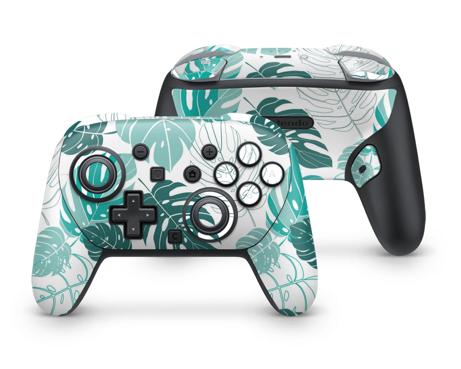 Teal Monstera Leaf Nintendo Switch 2 Pro Controller Skin – Lux Skins ...