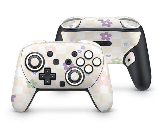 Lux Skins Nintendo Switch 2 Pro Controller Pastel Yellow Retro Danish Pastel FlowerSkins - Art Floral Skin