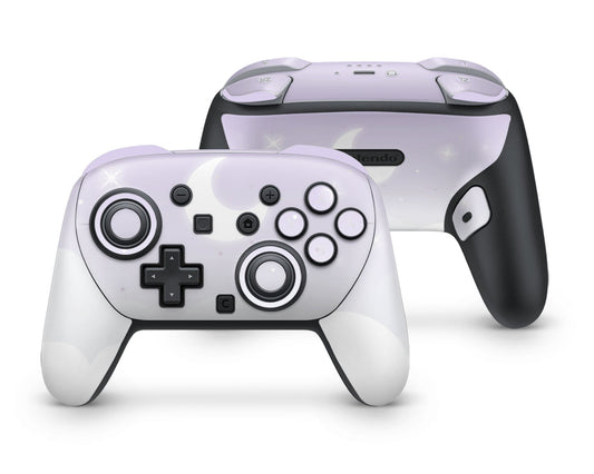 Lux Skins Nintendo Switch 2 Pro Controller Lavender Purple Moon CloudsSkins - Art Clouds Skin