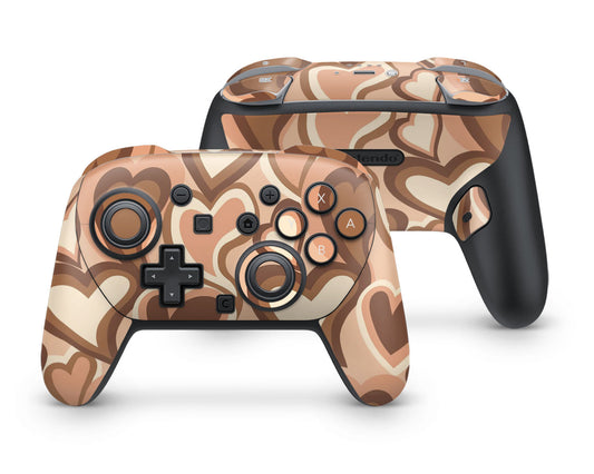 Lux Skins Nintendo Switch 2 Pro Controller Latte Drip HeartsSkins - Pattern Abstract Skin