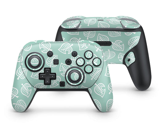 Lux Skins Nintendo Switch 2 Pro Controller Anime Crossing Teal LeavesSkins - Pop culture Animal Crossing Skin