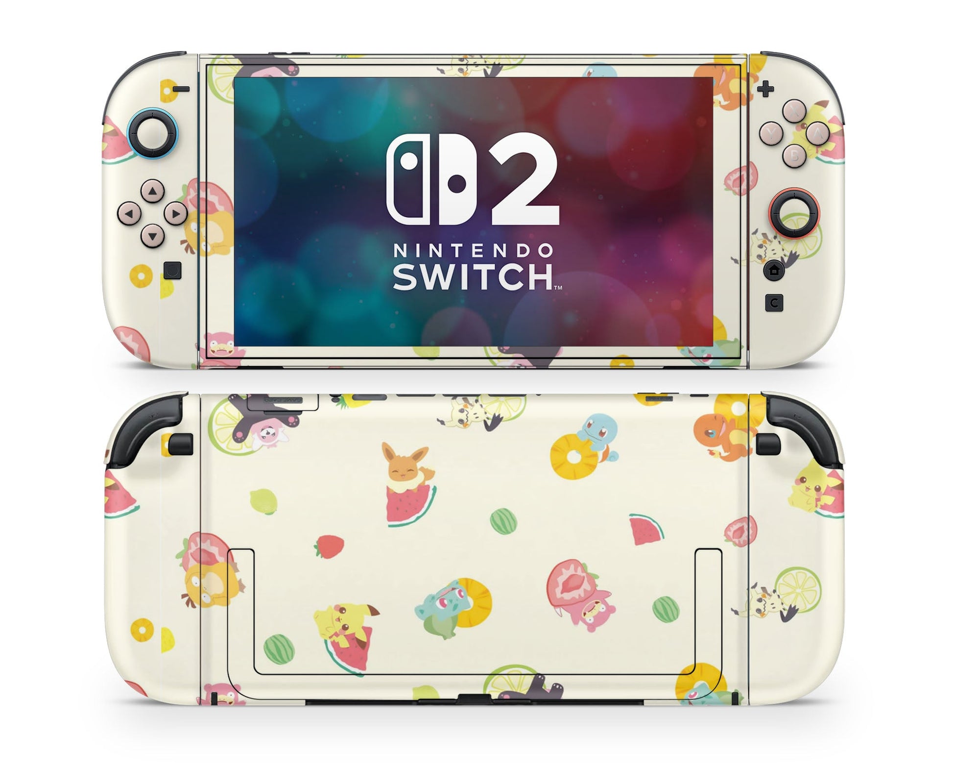 Lux Skins Nintendo Switch 2 Pokemon Summertime Fruits Joycons Only Skins - Pop culture Pokemon Skin