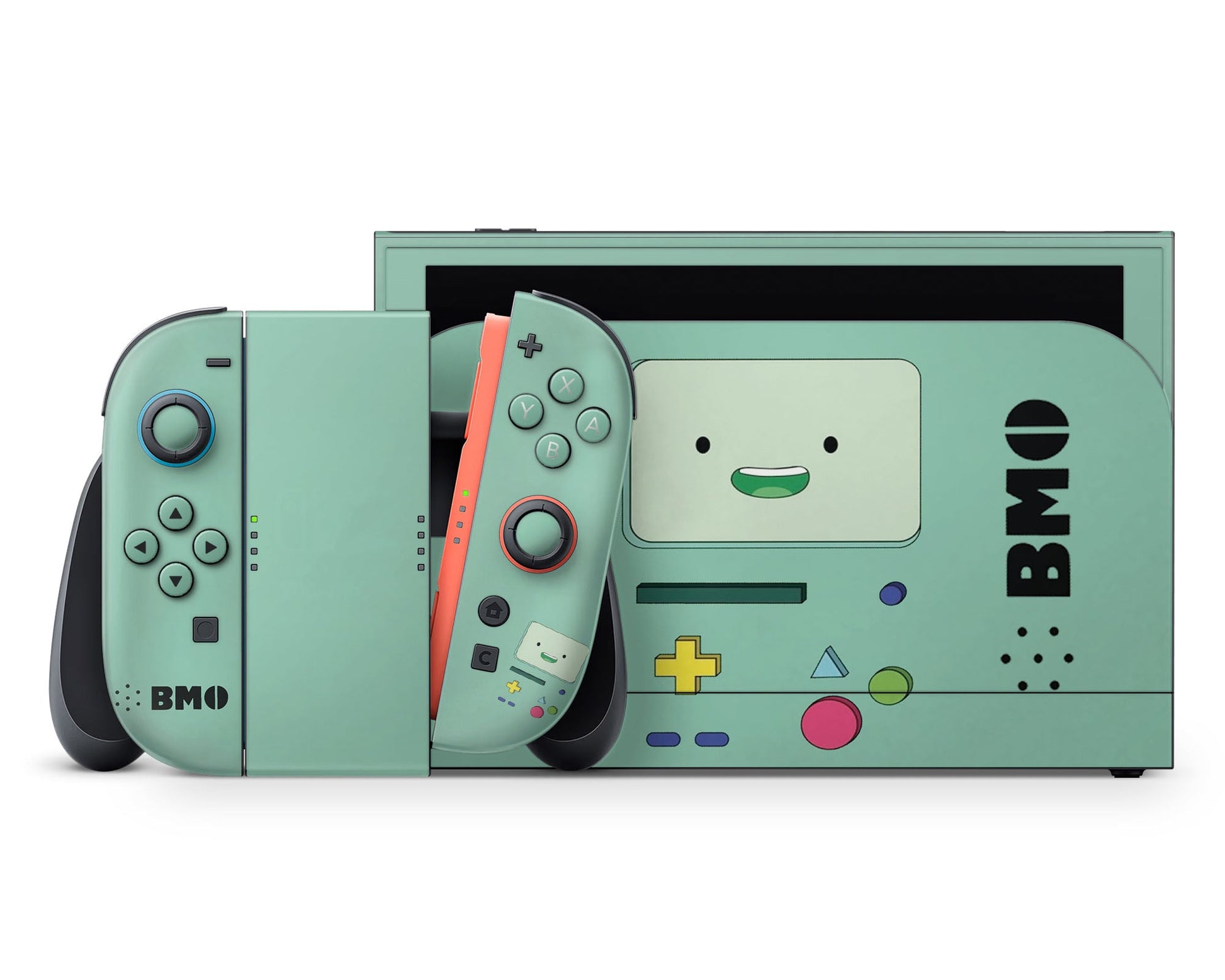 Lux Skins Nintendo Switch 2 Teal Adventure Time Beemo Full Set +Tempered Glass Skins - Pop culture Adventure Time Skin