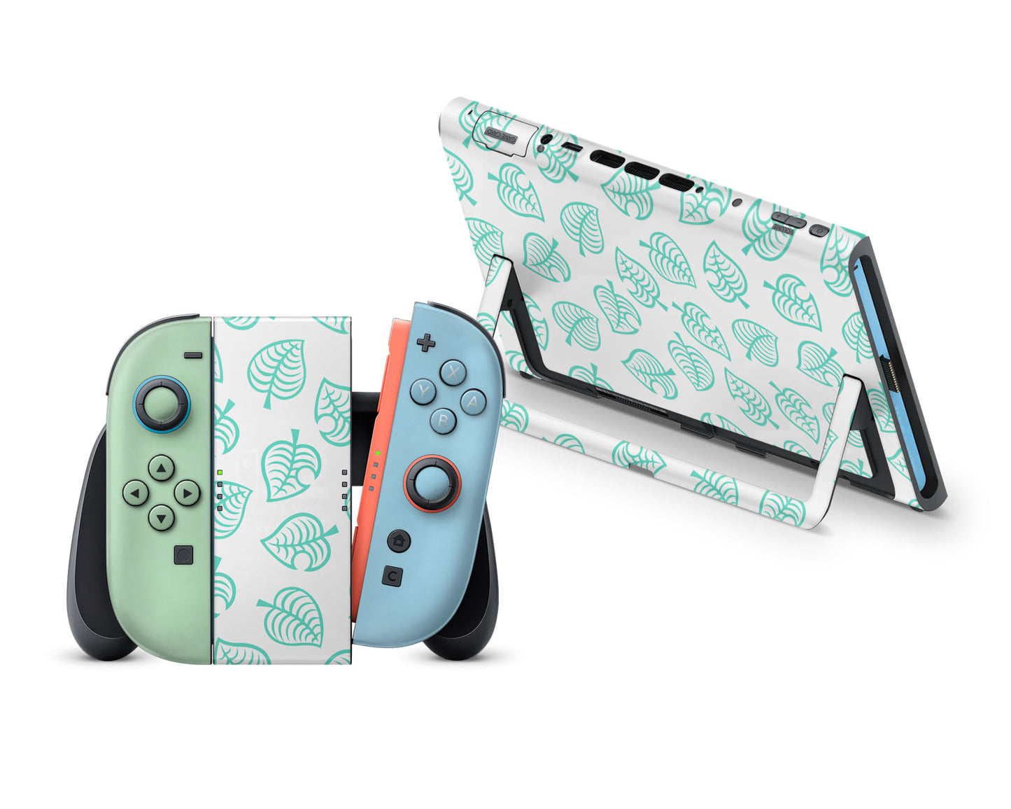 Animal Crossing Leaf Blue Green Nintendo Switch 2 Skin
